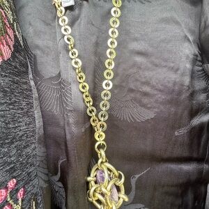 Johnny Was Gold and Purple Ornate Necklace